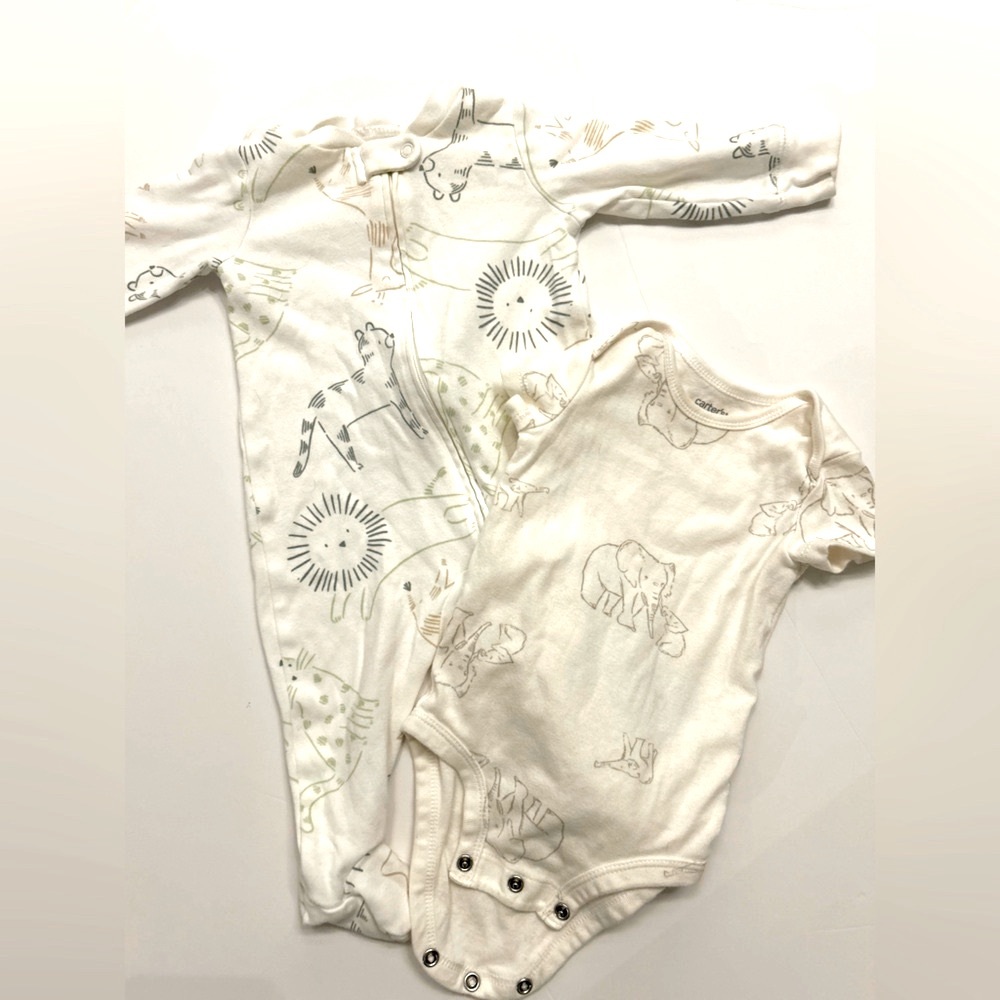 2x Carter’s Animal Print Baby Onesies